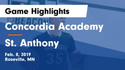 Concordia Academy vs St. Anthony Game Highlights - Feb. 8, 2019