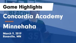 Concordia Academy vs Minnehaha Game Highlights - March 9, 2019
