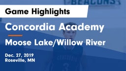 Concordia Academy vs Moose Lake/Willow River  Game Highlights - Dec. 27, 2019