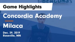 Concordia Academy vs Milaca  Game Highlights - Dec. 29, 2019