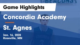 Concordia Academy vs St. Agnes Game Highlights - Jan. 16, 2020
