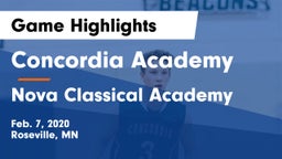 Concordia Academy vs Nova Classical Academy Game Highlights - Feb. 7, 2020