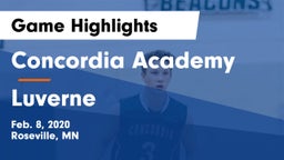 Concordia Academy vs Luverne  Game Highlights - Feb. 8, 2020