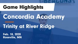 Concordia Academy vs Trinity at River Ridge  Game Highlights - Feb. 18, 2020