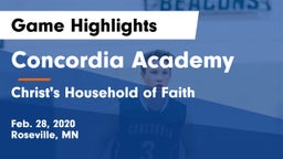 Concordia Academy vs Christ's Household of Faith Game Highlights - Feb. 28, 2020