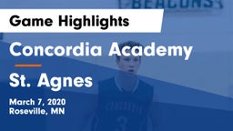 Concordia Academy vs St. Agnes Game Highlights - March 7, 2020