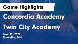 Concordia Academy vs Twin City Academy Game Highlights - Jan. 19, 2021