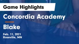 Concordia Academy vs Blake Game Highlights - Feb. 11, 2021