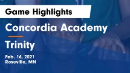 Concordia Academy vs Trinity Game Highlights - Feb. 16, 2021