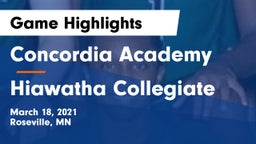Concordia Academy vs Hiawatha Collegiate  Game Highlights - March 18, 2021