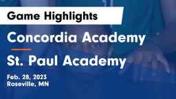 Concordia Academy vs St. Paul Academy Game Highlights - Feb. 28, 2023
