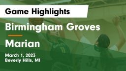 Birmingham Groves  vs Marian  Game Highlights - March 1, 2023