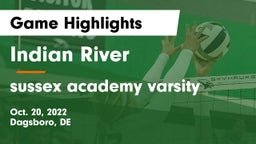 Indian River  vs sussex academy varsity Game Highlights - Oct. 20, 2022