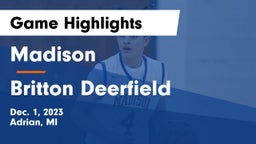 Madison  vs Britton Deerfield Game Highlights - Dec. 1, 2023