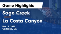 Sage Creek  vs La Costa Canyon  Game Highlights - Dec. 8, 2021
