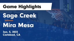 Sage Creek  vs Mira Mesa  Game Highlights - Jan. 5, 2023
