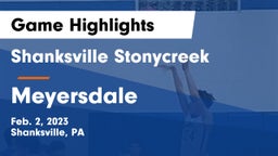 Shanksville Stonycreek  vs Meyersdale  Game Highlights - Feb. 2, 2023