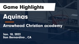 Aquinas   vs Arrowhead Christian academy Game Highlights - Jan. 18, 2022