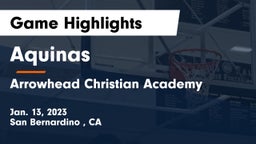 Aquinas   vs Arrowhead Christian Academy Game Highlights - Jan. 13, 2023