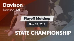 Matchup: Davison  vs. STATE CHAMPIONSHIP 2016