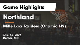 Northland  vs Mille Lacs Raiders (Onamia HS) Game Highlights - Jan. 14, 2022