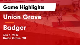 Union Grove  vs Badger  Game Highlights - Jan 3, 2017