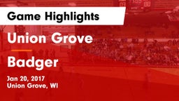 Union Grove  vs Badger  Game Highlights - Jan 20, 2017