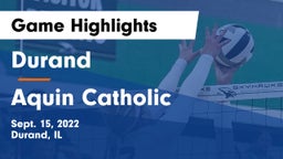 Durand  vs Aquin Catholic  Game Highlights - Sept. 15, 2022