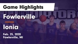 Fowlerville  vs Ionia  Game Highlights - Feb. 25, 2020