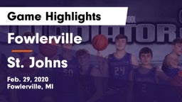 Fowlerville  vs St. Johns  Game Highlights - Feb. 29, 2020