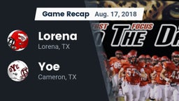 Recap: Lorena  vs. Yoe  2018