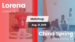 Matchup: Lorena HS vs. China Spring  2018