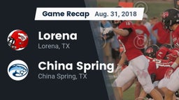 Recap: Lorena  vs. China Spring  2018