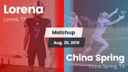 Matchup: Lorena HS vs. China Spring  2019