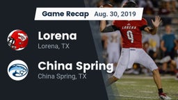Recap: Lorena  vs. China Spring  2019
