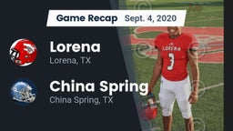 Recap: Lorena  vs. China Spring  2020
