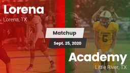 Matchup: Lorena HS vs. Academy  2020