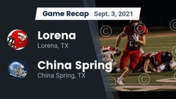 Recap: Lorena  vs. China Spring  2021