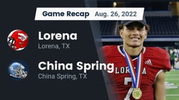 Recap: Lorena  vs. China Spring  2022