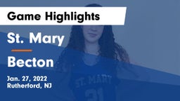 St. Mary  vs Becton Game Highlights - Jan. 27, 2022