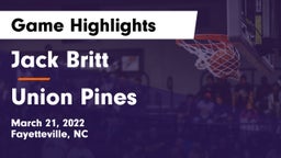 Jack Britt  vs Union Pines  Game Highlights - March 21, 2022