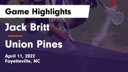 Jack Britt  vs Union Pines  Game Highlights - April 11, 2022