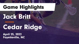 Jack Britt  vs Cedar Ridge  Game Highlights - April 25, 2022