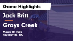 Jack Britt  vs Grays Creek  Game Highlights - March 30, 2023