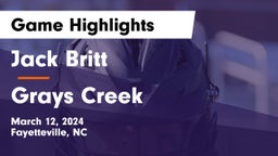 Jack Britt  vs Grays Creek  Game Highlights - March 12, 2024