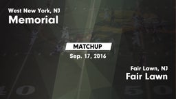 Matchup: Memorial  vs. Fair Lawn  2016