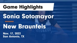 Sonia Sotomayor  vs New Braunfels  Game Highlights - Nov. 17, 2022