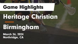 Heritage Christian   vs Birmingham  Game Highlights - March 26, 2024