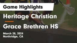 Heritage Christian   vs Grace Brethren HS Game Highlights - March 28, 2024