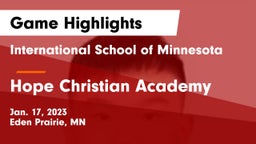 International School of Minnesota  vs Hope Christian Academy Game Highlights - Jan. 17, 2023